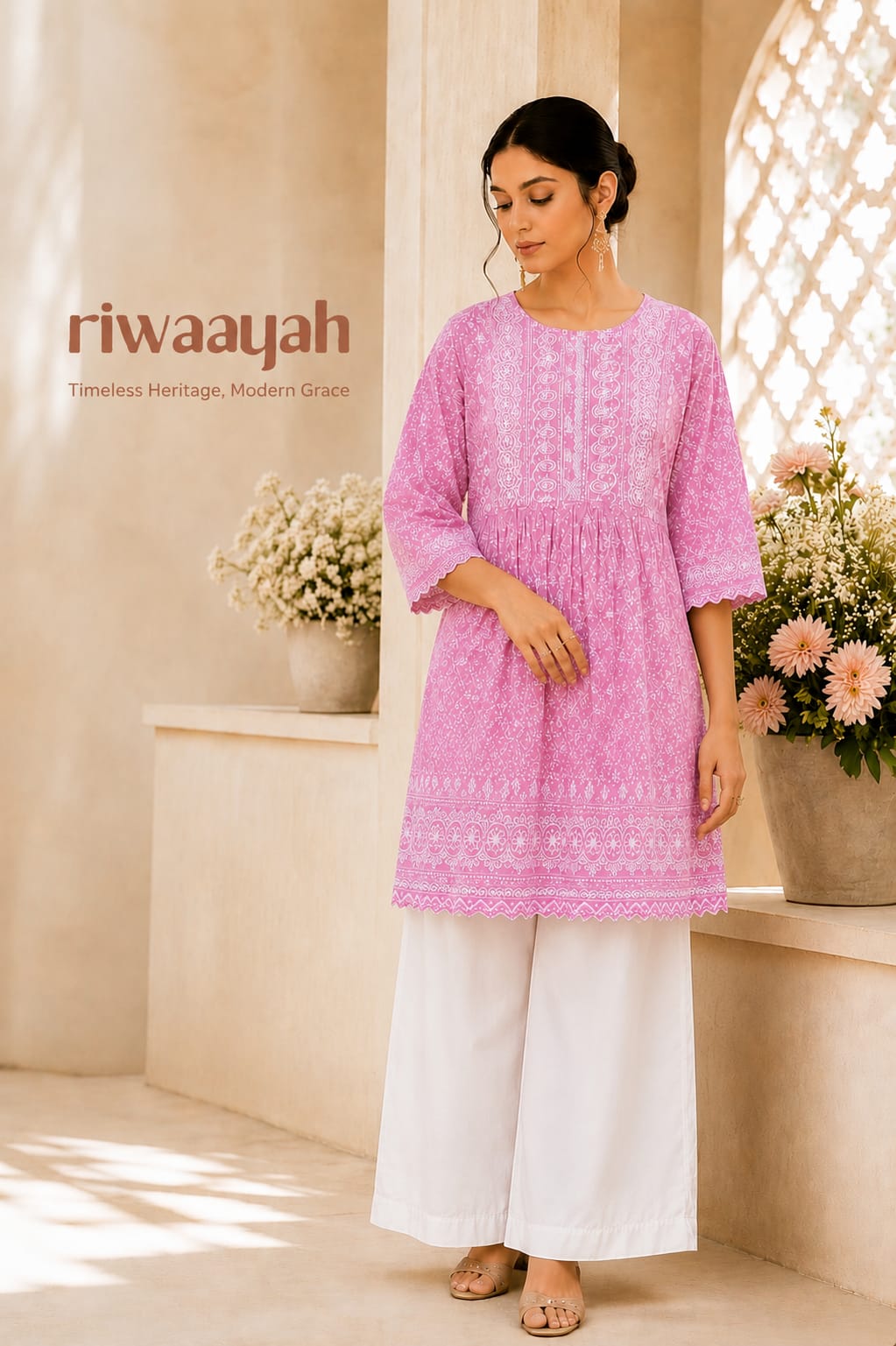 embroidered flare kurti