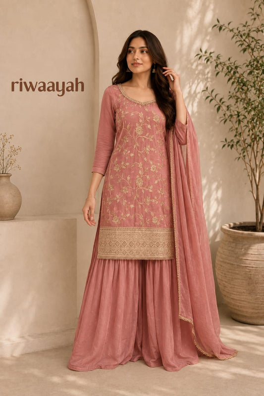 Dusty rose ensemble (sharara)