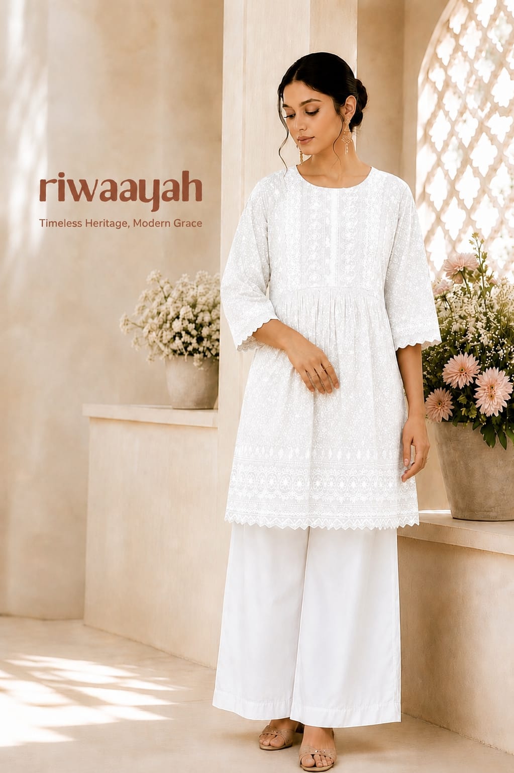embroidered flare kurti