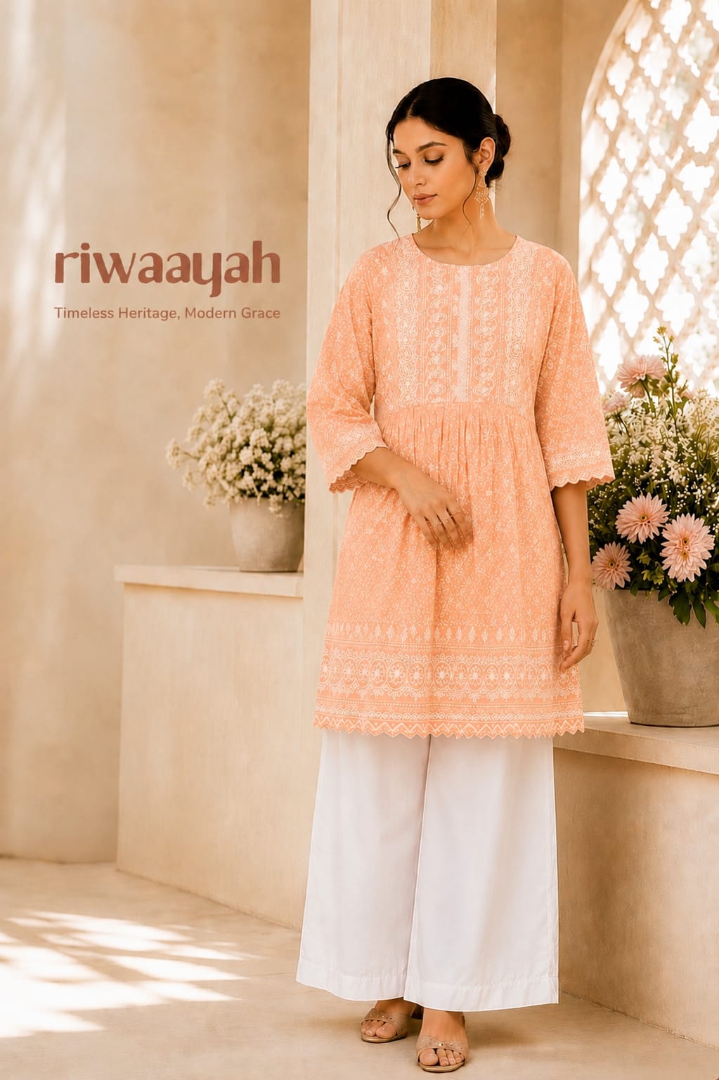embroidered flare kurti