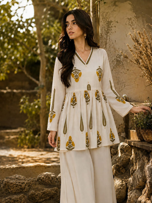 Handblock printed flare